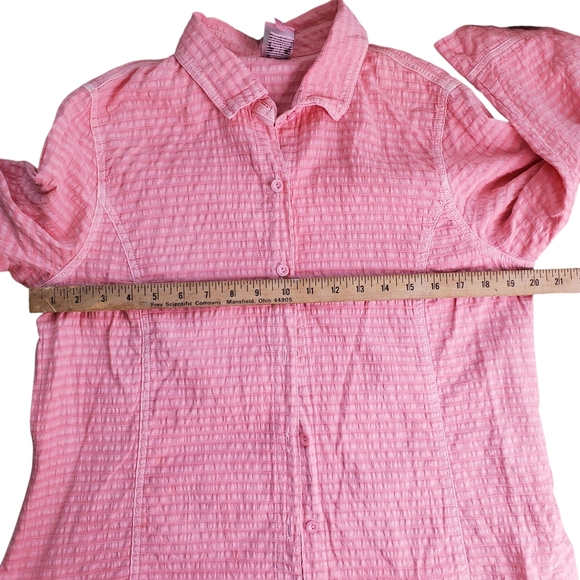 Focus Pink Button Down Shirt. Collar and Relaxed Fit. Seersucker/Guazy Cotton. M - Picture 5 of 8